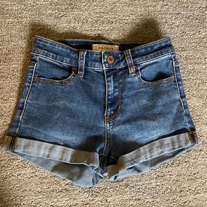 pacsun high rise super stretch shortie shorts